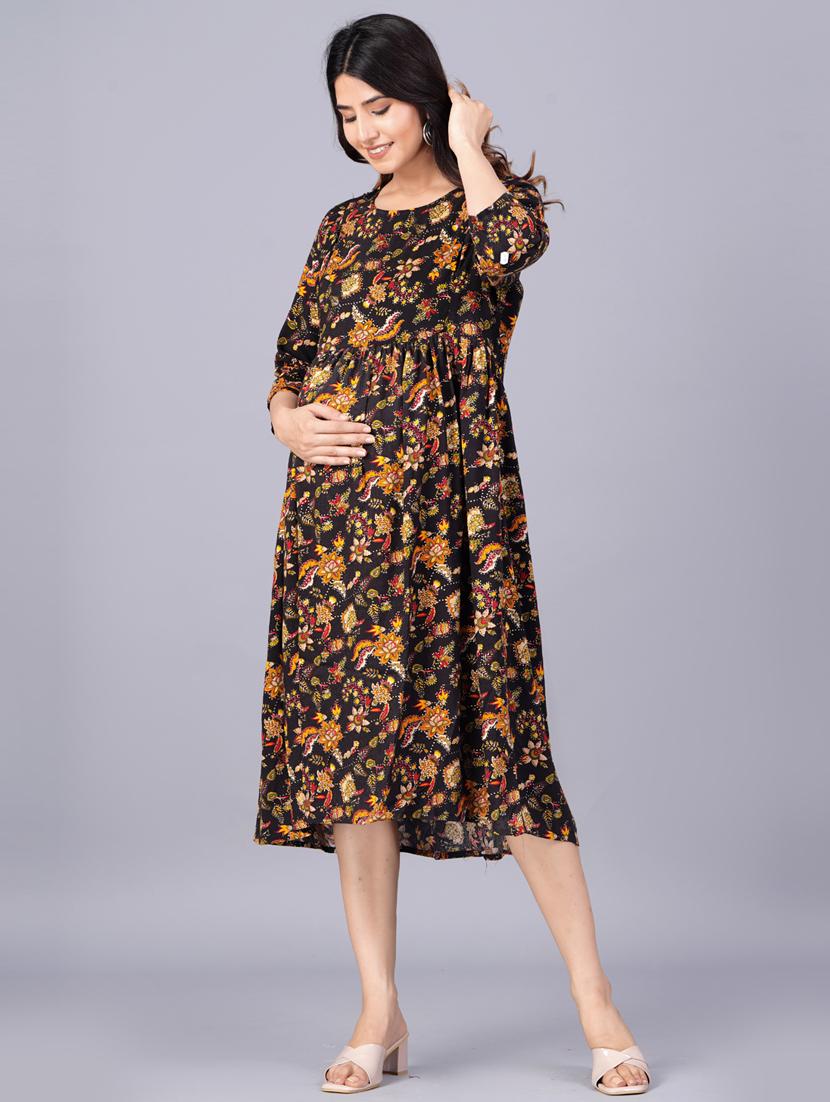maternity printed flared kurta - 20055699 - Standard Image - 1