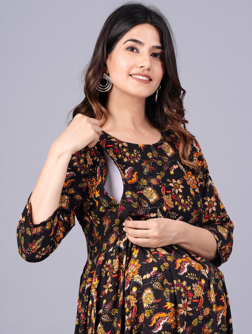 maternity printed flared kurta - 20055699 - Standard Image - 4