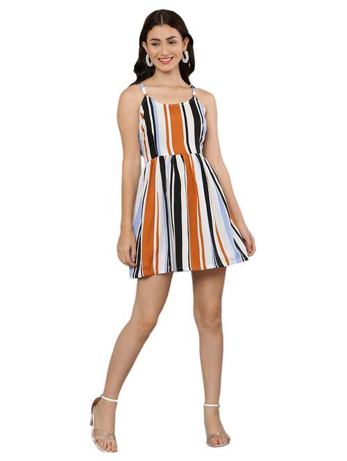 women's fit & flare striped dress - 20056071 -  Standard Image - 0