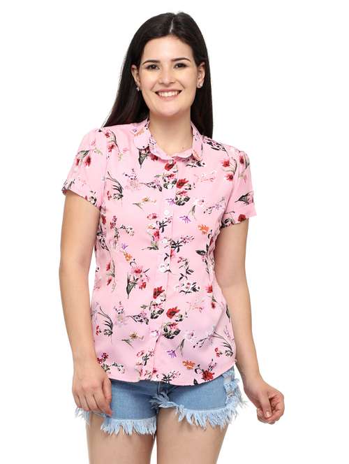 mauve crepe regular shirt - 20056079 - Standard Image - 0