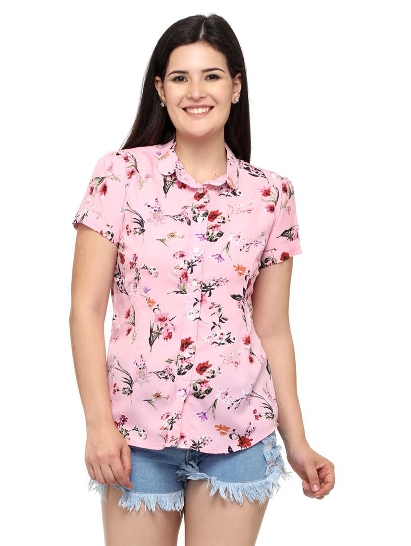 mauve crepe regular shirt - 20056079 - Zoom Image - 0