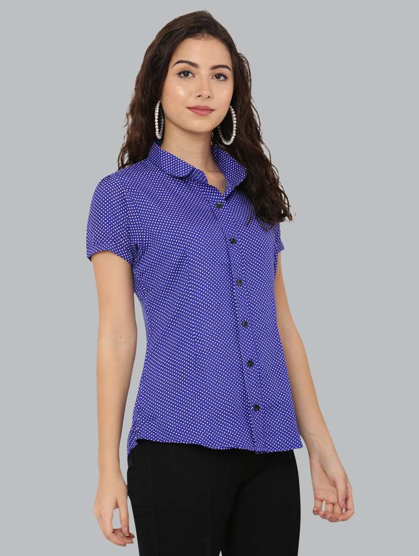blue crepe regular shirt - 20056081 -  Standard Image - 1
