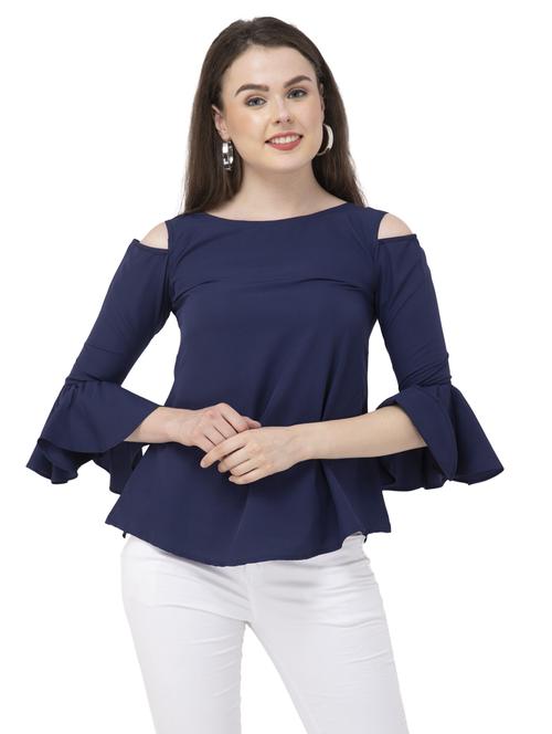 women's peplum round neck top - 20056092 - Standard Image - 0