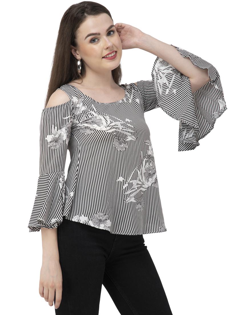 women's straight round neck top - 20056095 - Standard Image - 1