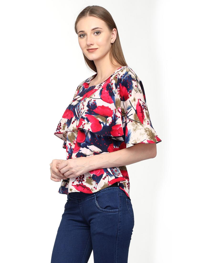 women's layered round neck top - 20056096 - Standard Image - 1