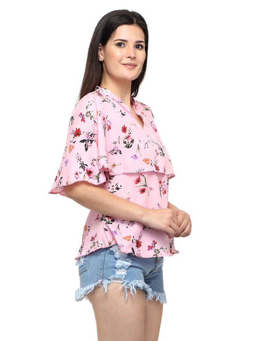 women's layered mandarin neck top - 20056100 -  Standard Image - 1
