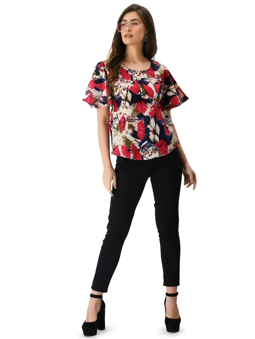 women's straight round neck top - 20056102 -  Standard Image - 4