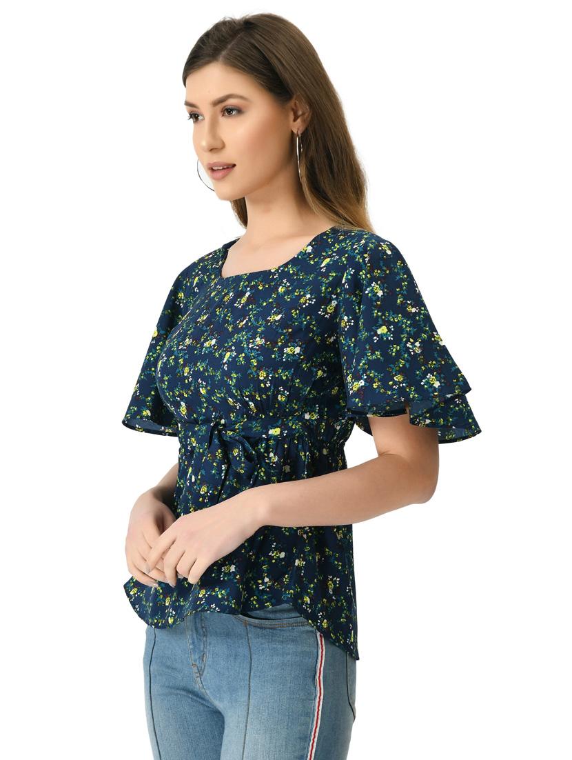 women's peplum round neck top - 20056103 -  Standard Image - 1