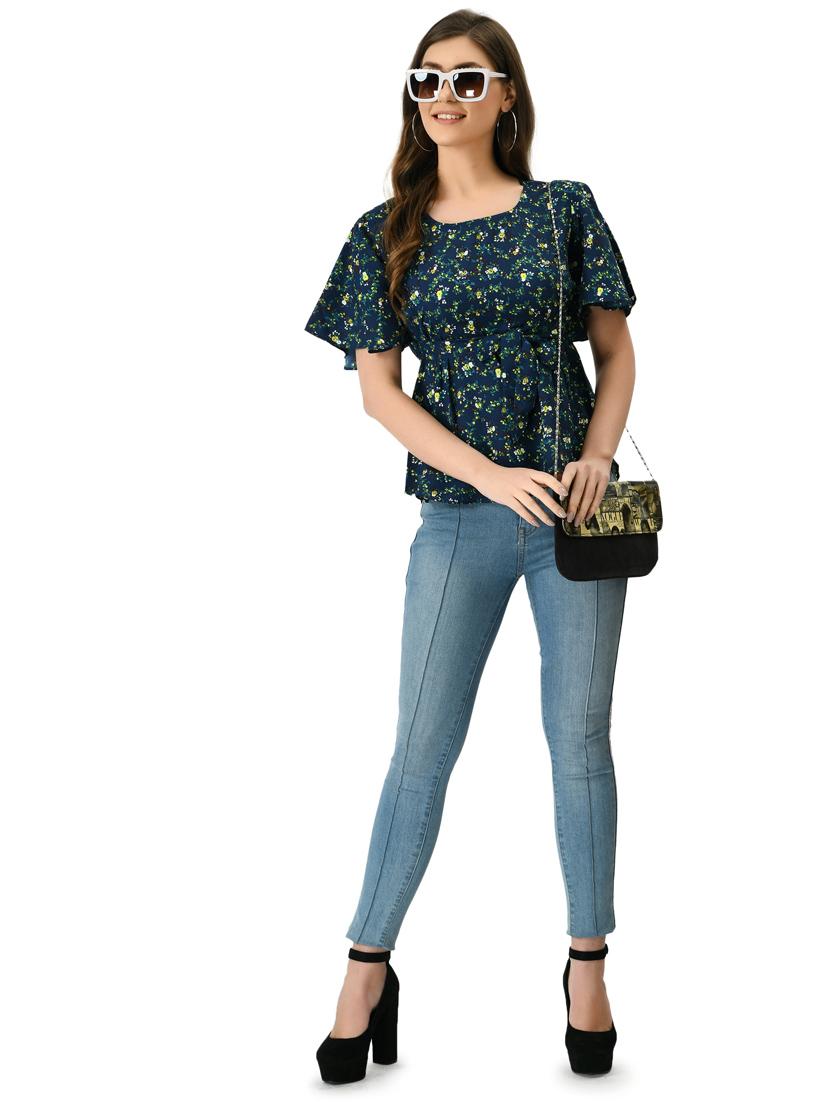 women's peplum round neck top - 20056103 - Standard Image - 4