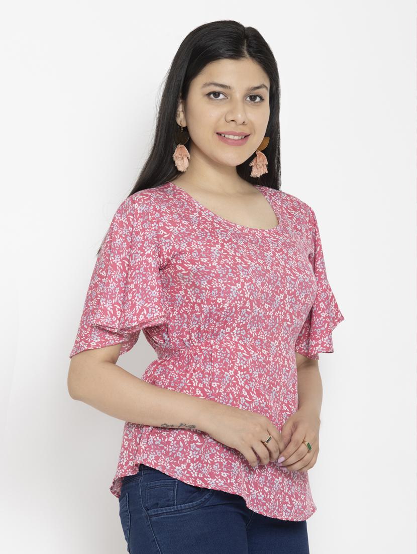 women's peplum round neck top - 20056108 -  Standard Image - 1