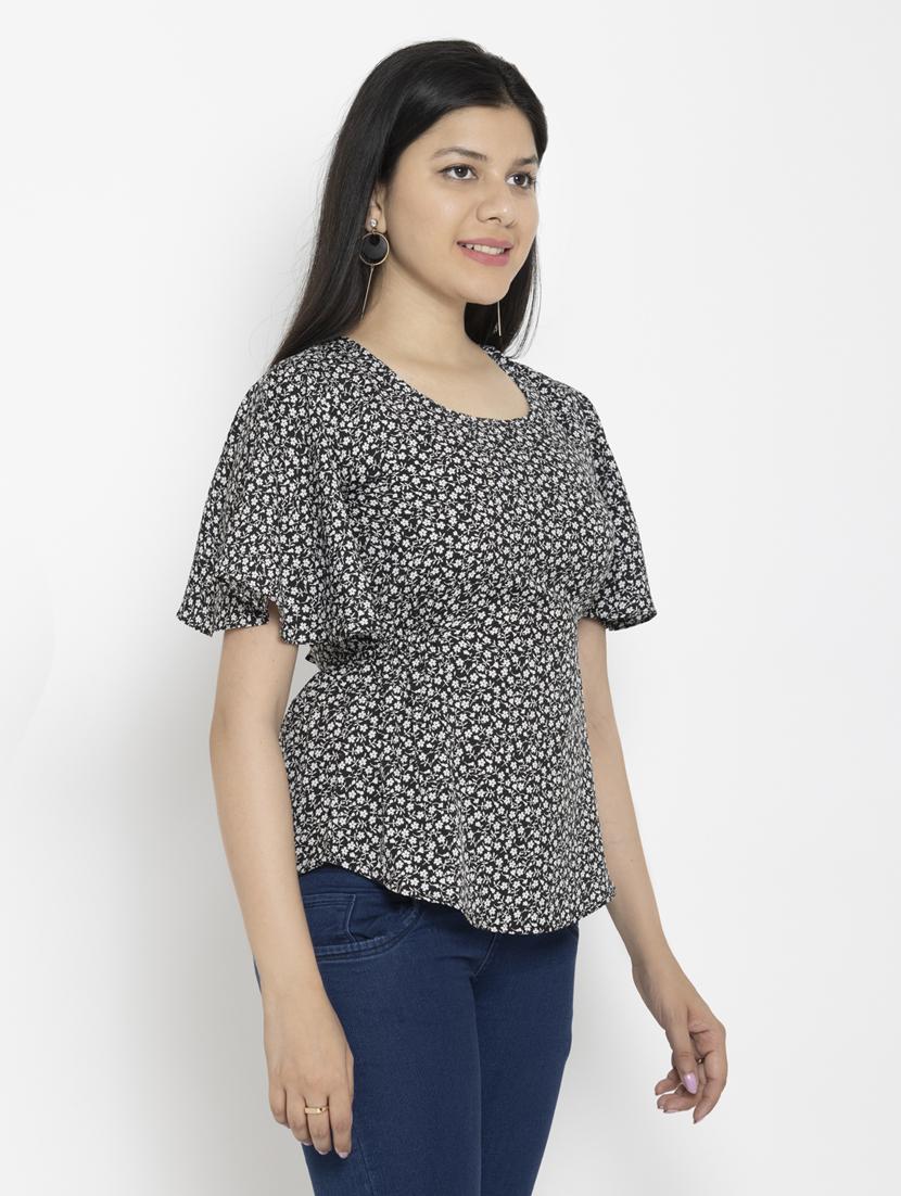 women's peplum round neck top - 20056110 - Standard Image - 1