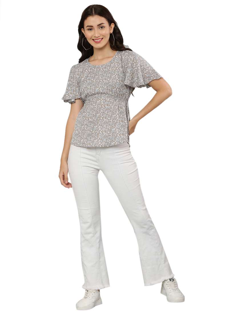 women's peplum round neck top - 20056111 -  Standard Image - 4