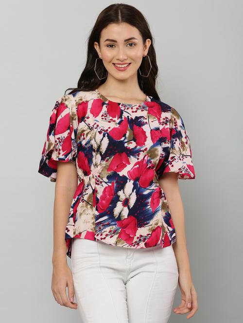 women's high-low round neck top - 20056112 - Standard Image - 0