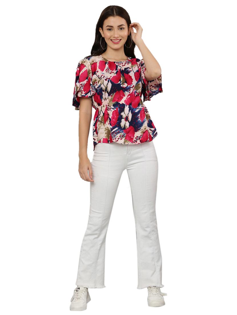 women's high-low round neck top - 20056112 - Standard Image - 4