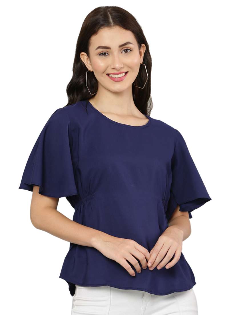 women's straight round neck top