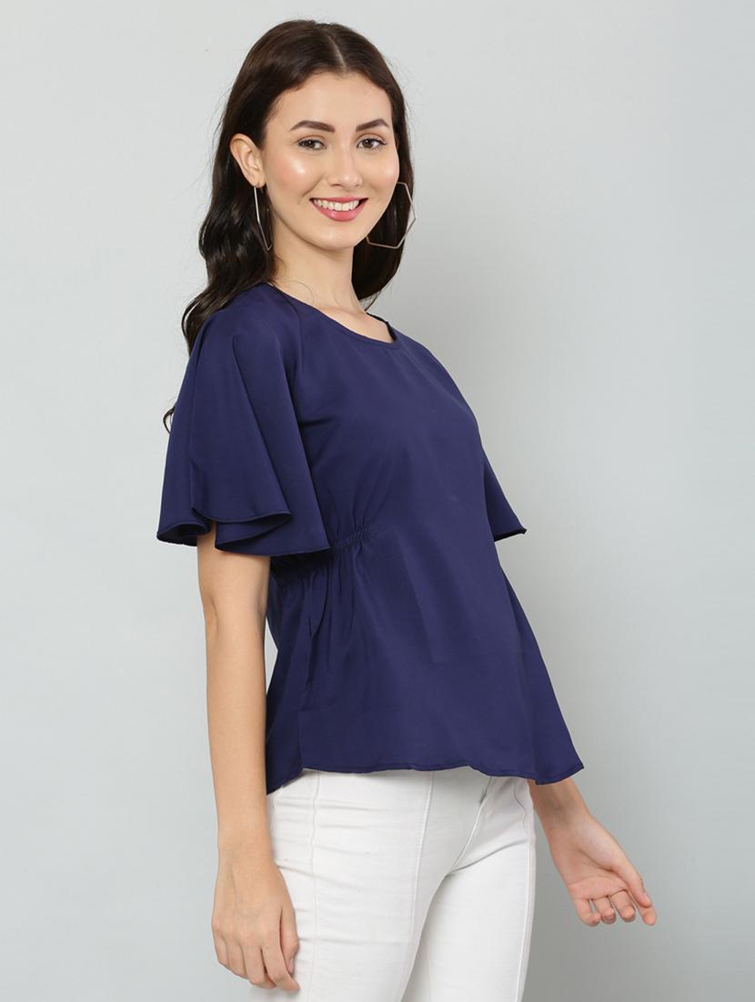 women's straight round neck top - 20056114 - Standard Image - 1