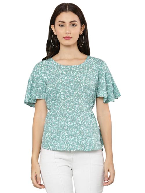 women's ruffle round neck top - 20056115 - Standard Image - 0