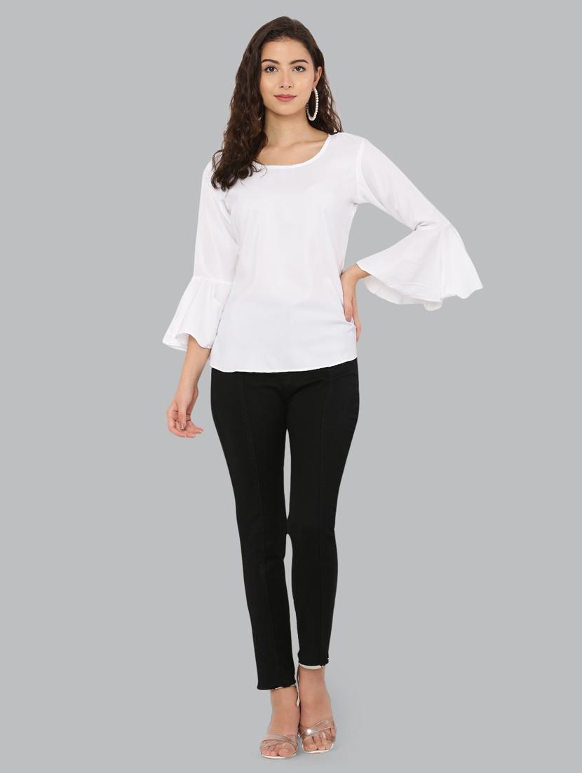 women's straight round neck top - 20056118 - Standard Image - 6
