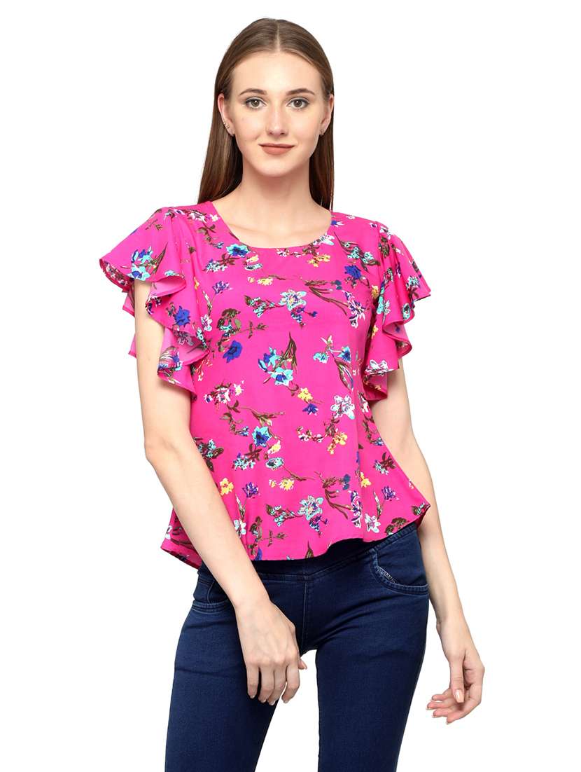 women's crop round neck top