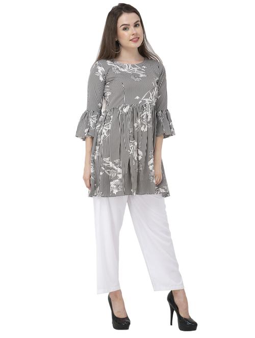 women's peplum round neck top - 20056146 - Standard Image - 0