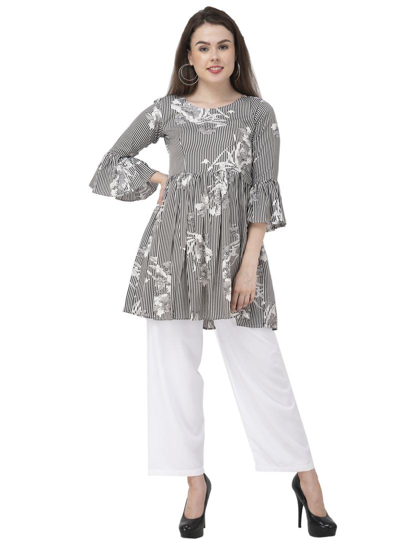 women's peplum round neck top - 20056146 - Standard Image - 1