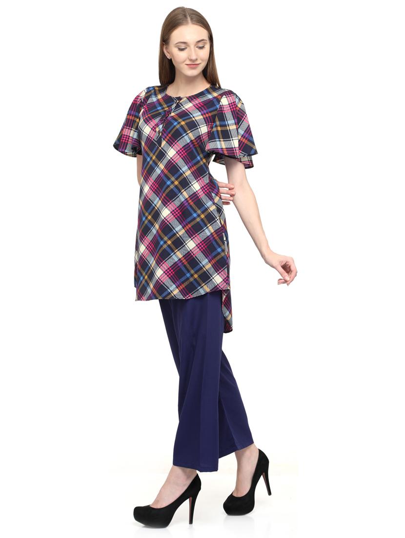 women's high-low round neck top - 20056147 - Standard Image - 1
