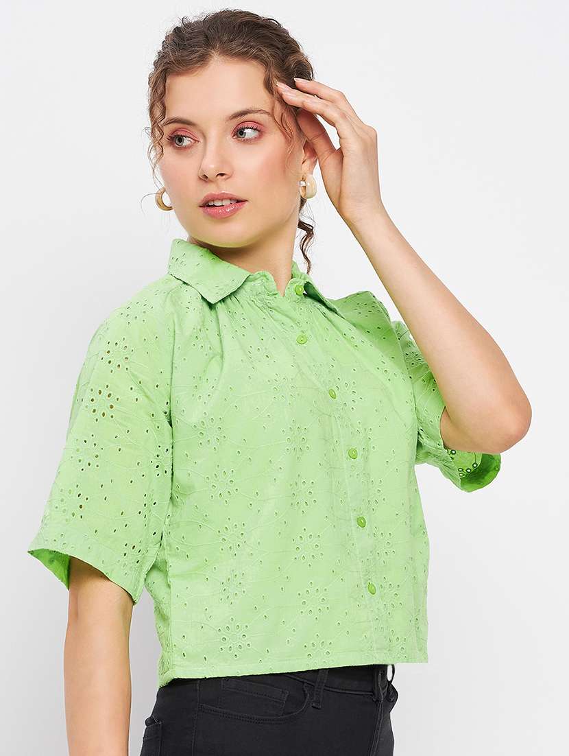 women's blouson collared top - 20056162 -  Standard Image - 1