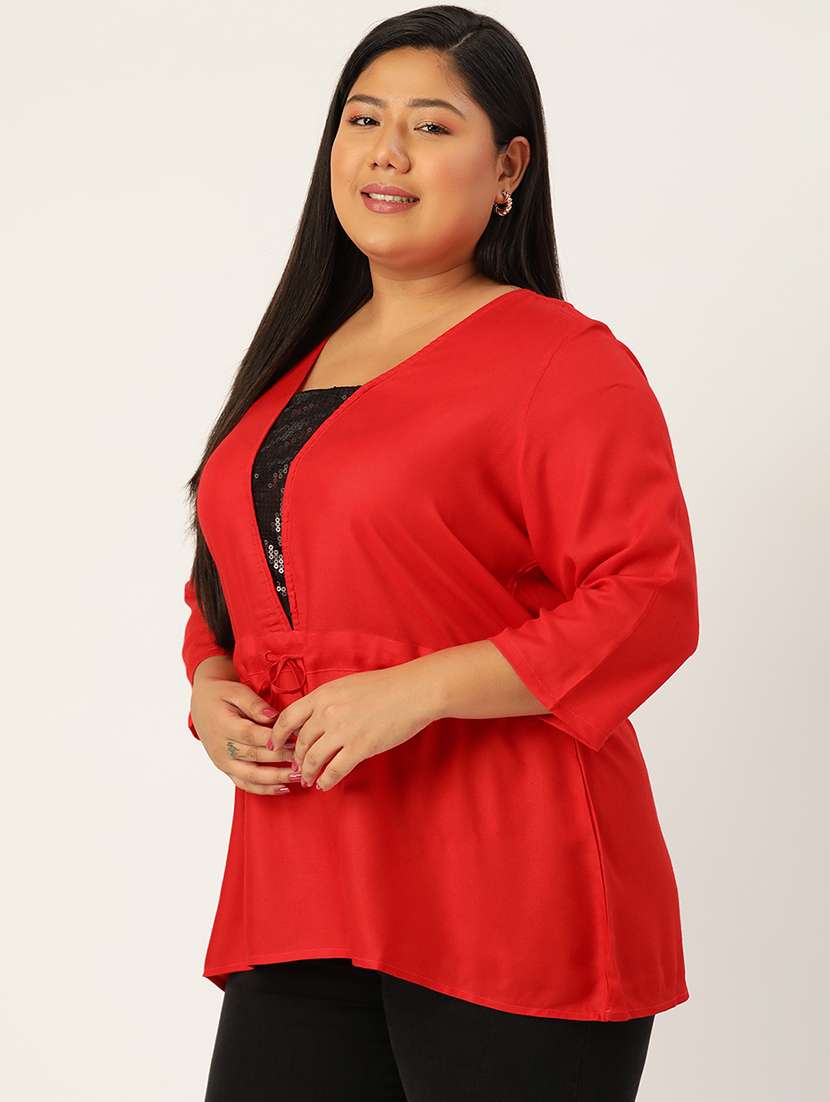 women's a line v neck top - 20056260 -  Standard Image - 1