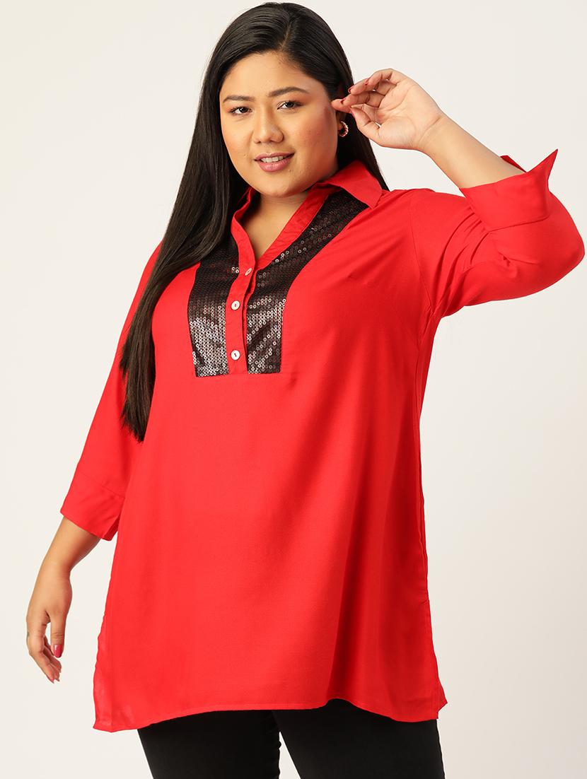 women's straight v neck top - 20056265 - Zoom Image - 0