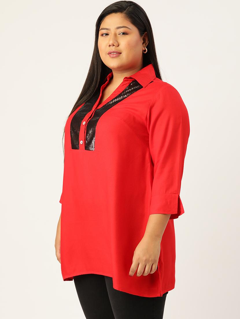 women's straight v neck top - 20056265 - Standard Image - 1