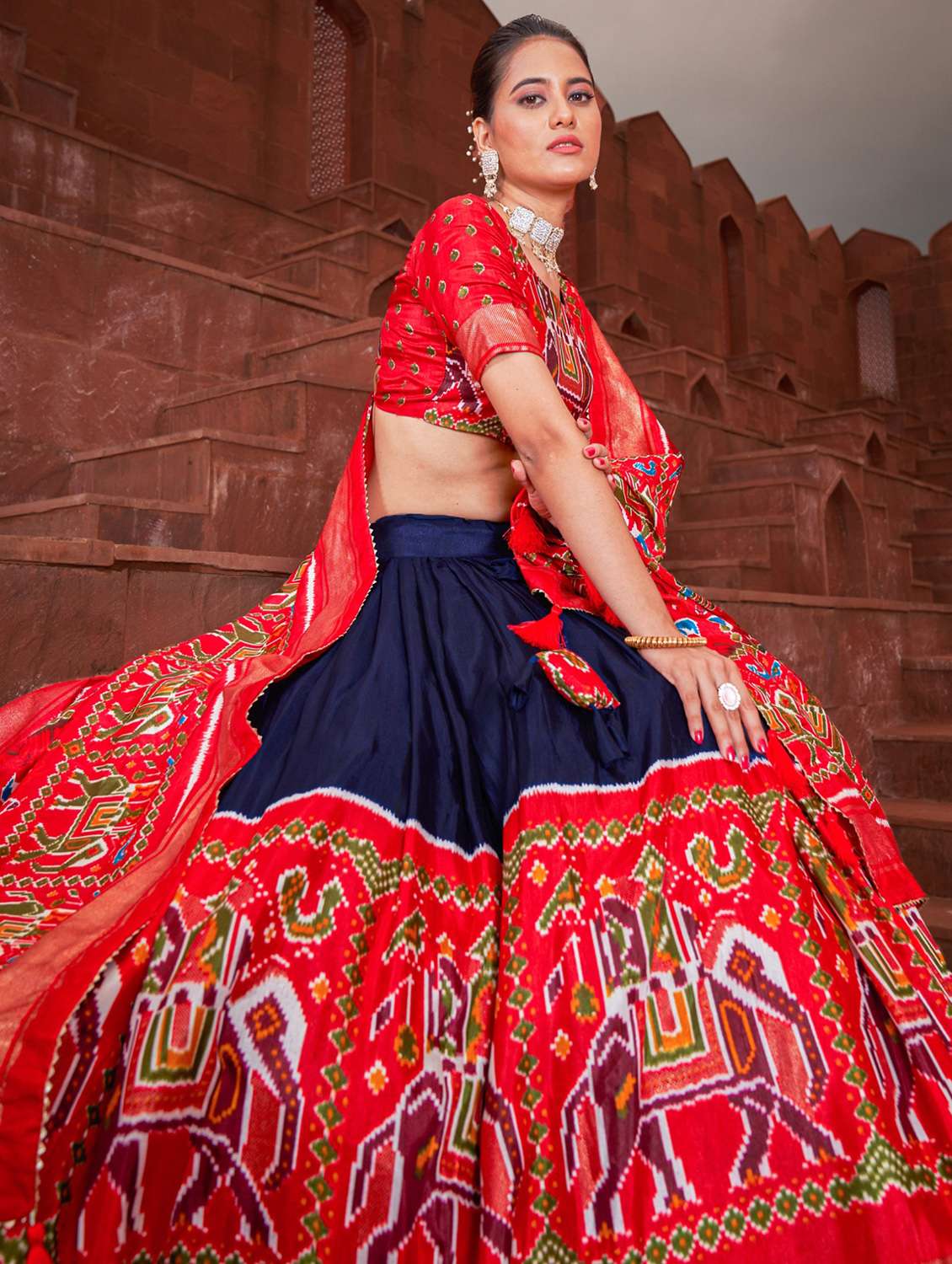 printed flared lehenga choli set with dupatta  - 20056360 -  Standard Image - 1