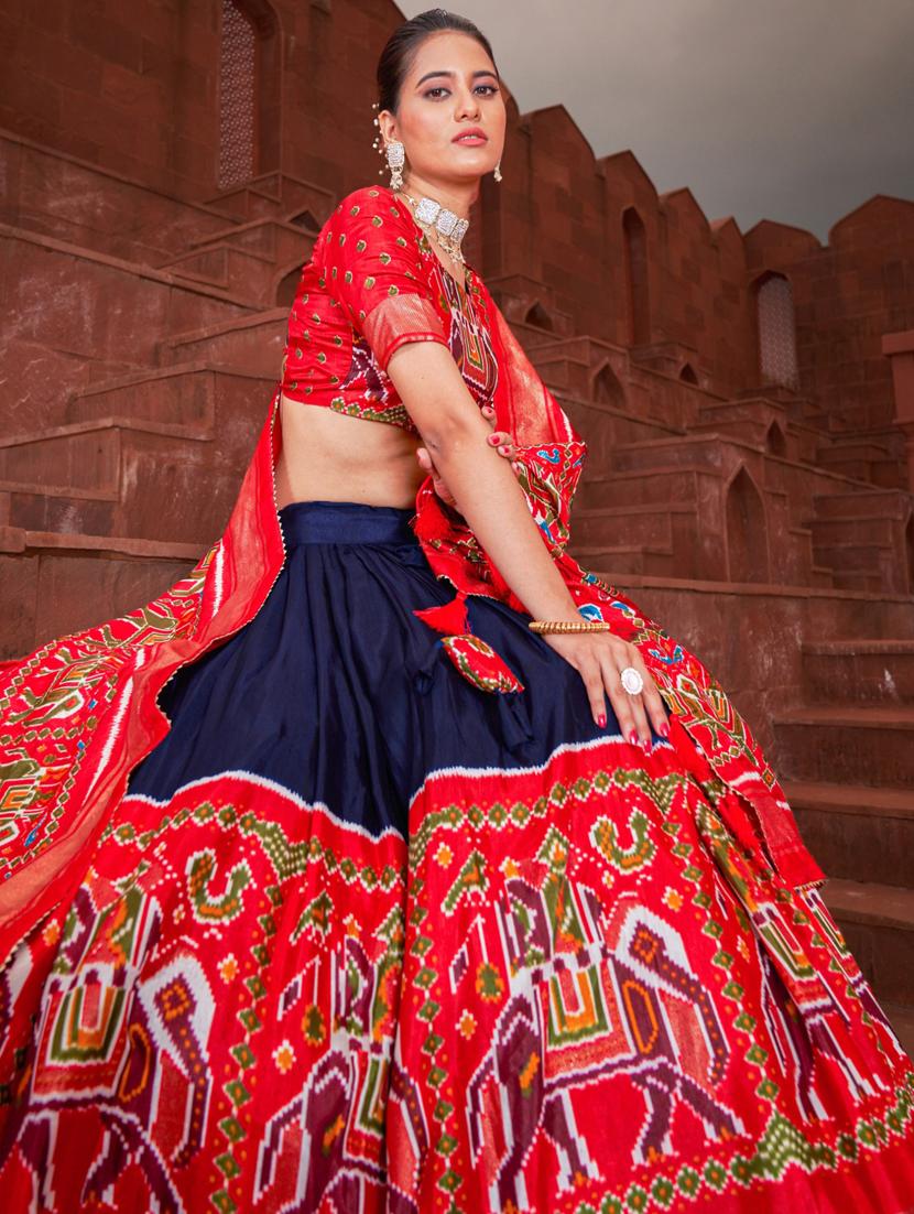 patola printed flared lehenga with choli & dupatta  - 20056364 -  Standard Image - 1