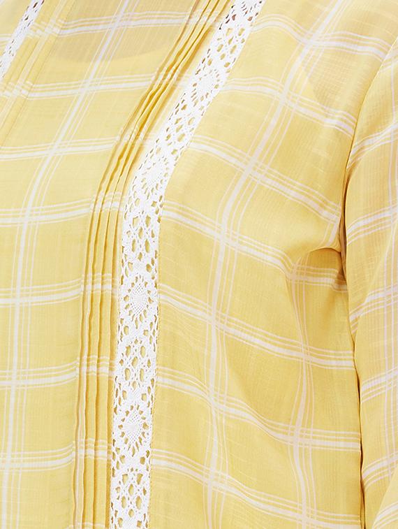 round neck checkered regular top - 20056416 - Standard Image - 4