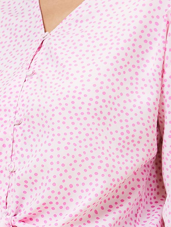 v-neck printed blouson top - 20056417 - Standard Image - 4