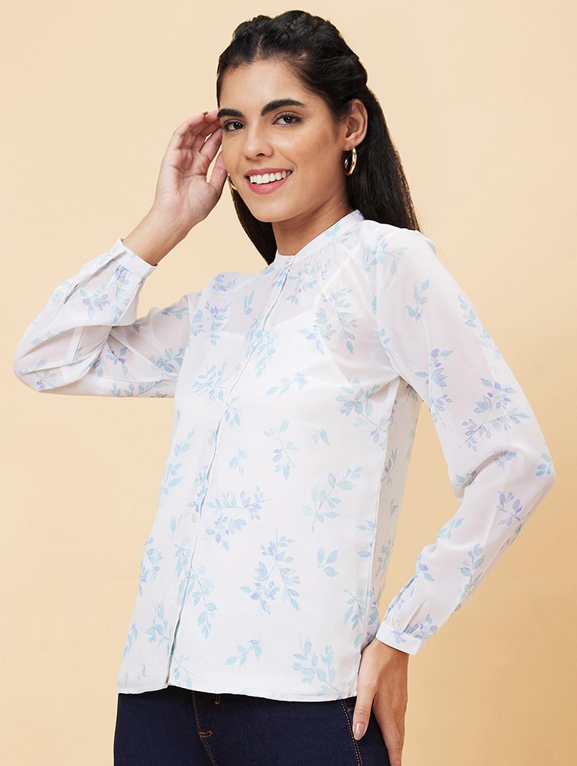 women's straight mandarin neck top - 20056419 -  Standard Image - 1