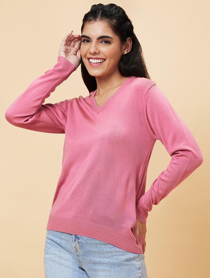 v-neck solid regular pullover - 20056424 -  Standard Image - 1