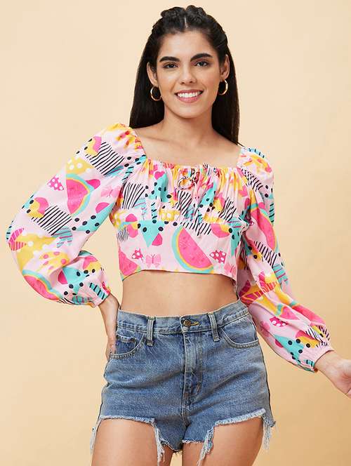 women's crop square neck top - 20056432 - Standard Image - 0