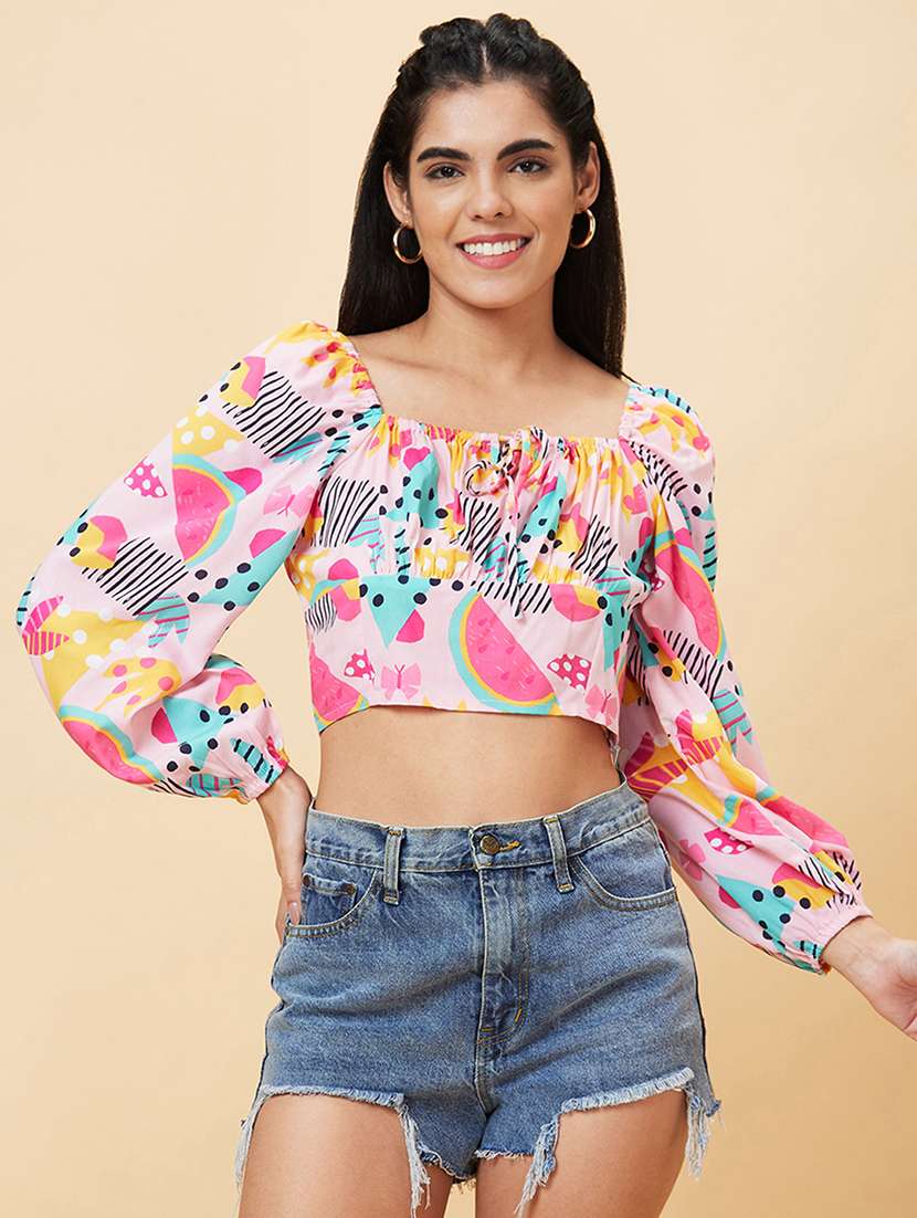 women's crop square neck top - 20056432 - Zoom Image - 0