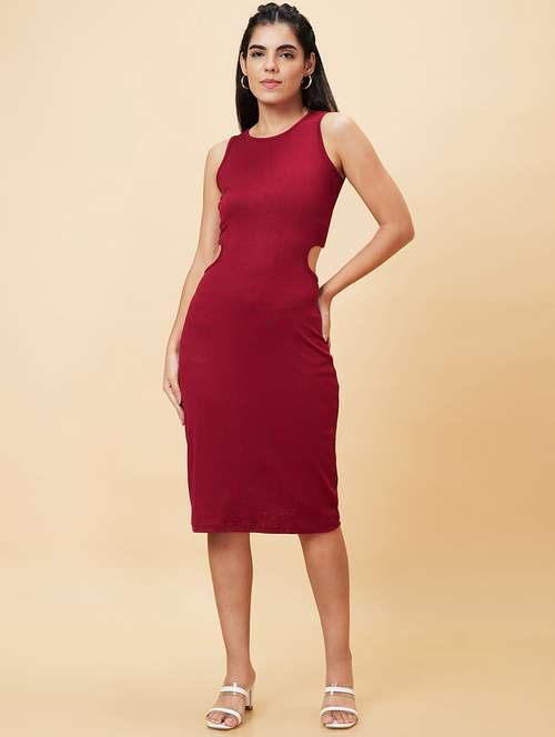women solid bodycon dress - 20056447 -  Standard Image - 0