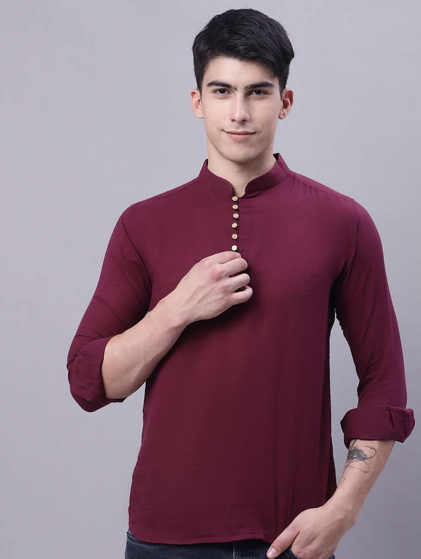 mandarin neck solid short kurta