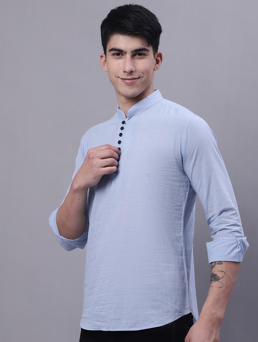 mandarin neck solid short kurta - 20056467 -  Standard Image - 1