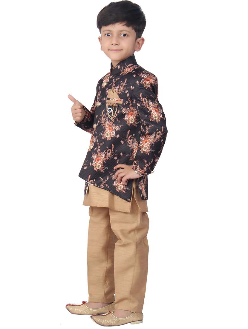 boys kurta pyjama with jacket - 20057683 - Standard Image - 1