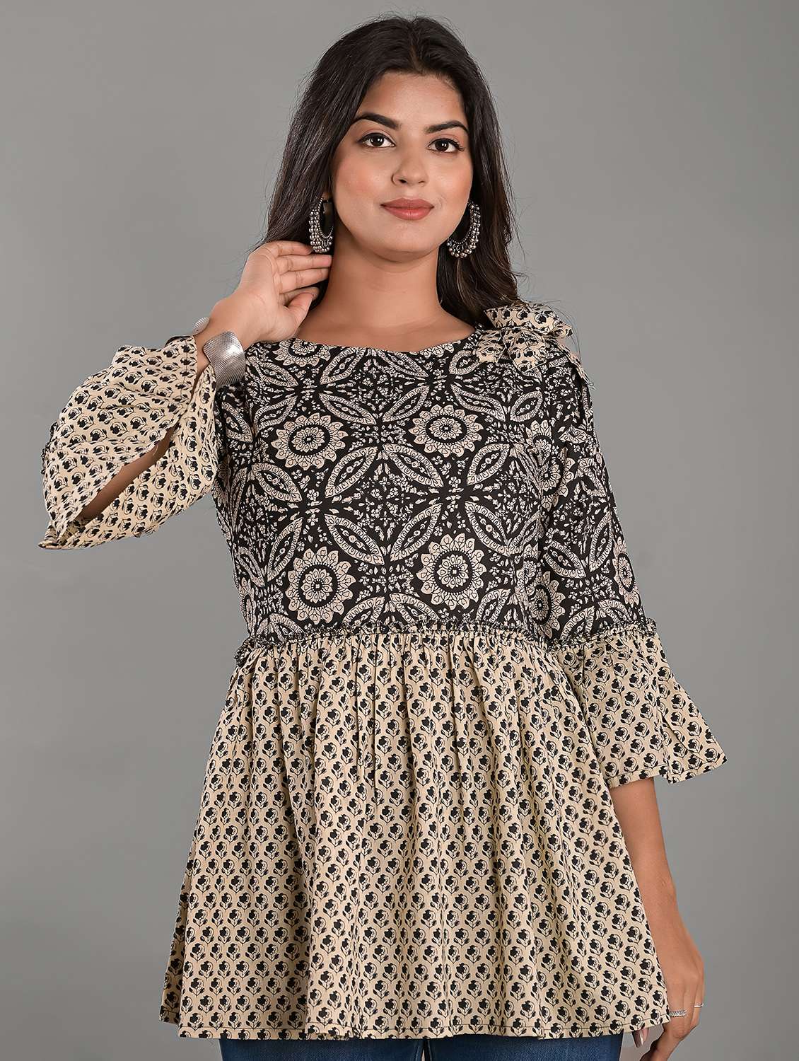 women's peplum round neck top