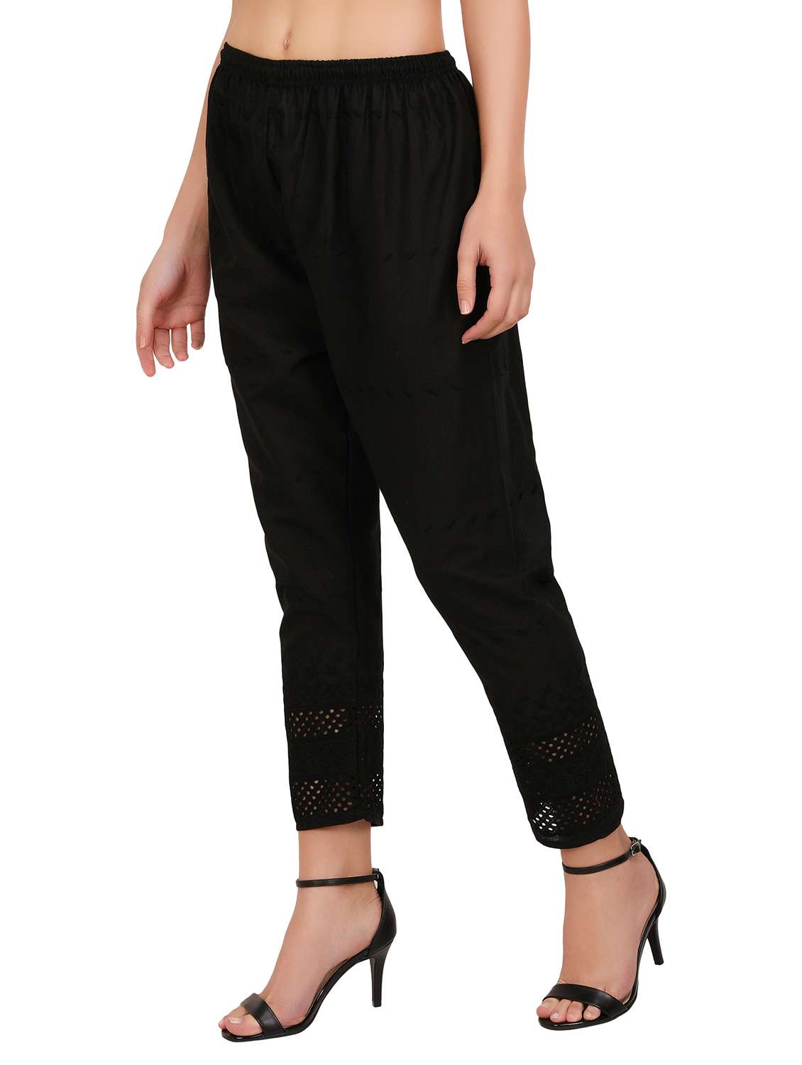 mid rise embroidered straight palazzo - 20058457 - Standard Image - 1
