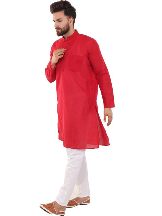 red silk blend kurta pyjama ethnic wear set - 20058492 - Standard Image - 1