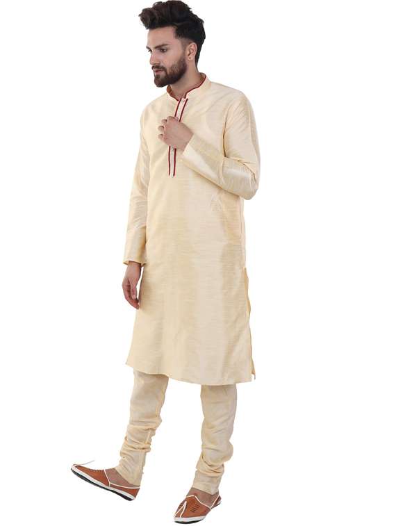 yellow silk blend kurta pyjama ethnic wear set - 20058514 -  Standard Image - 1