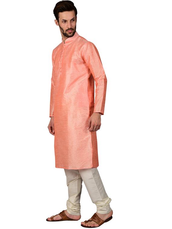 pink silk blend kurta pyjama ethnic wear set - 20058529 -  Standard Image - 1