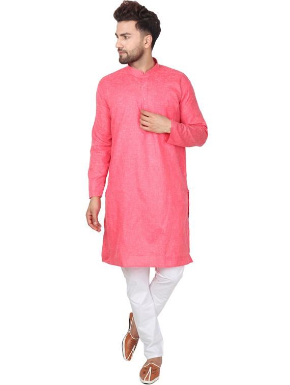 pink cotton blend kurta pyjama ethnic wear set - 20058626 - Standard Image - 1