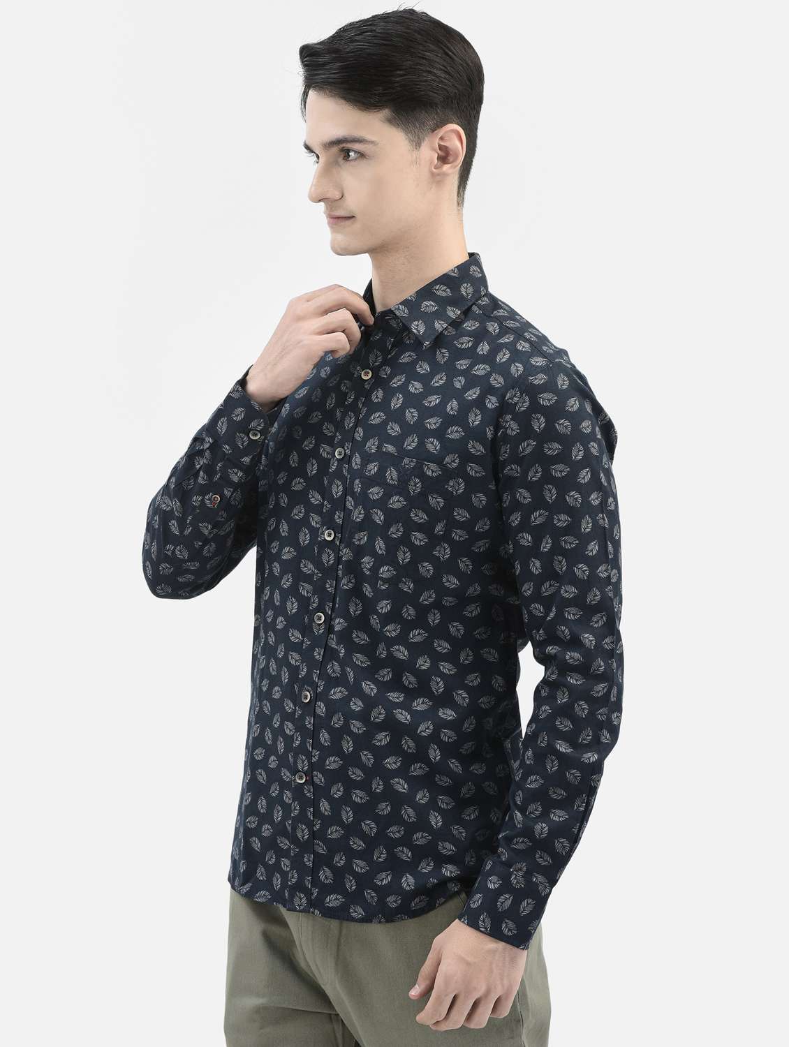 mens leaf print casual shirt - 20059141 -  Standard Image - 1