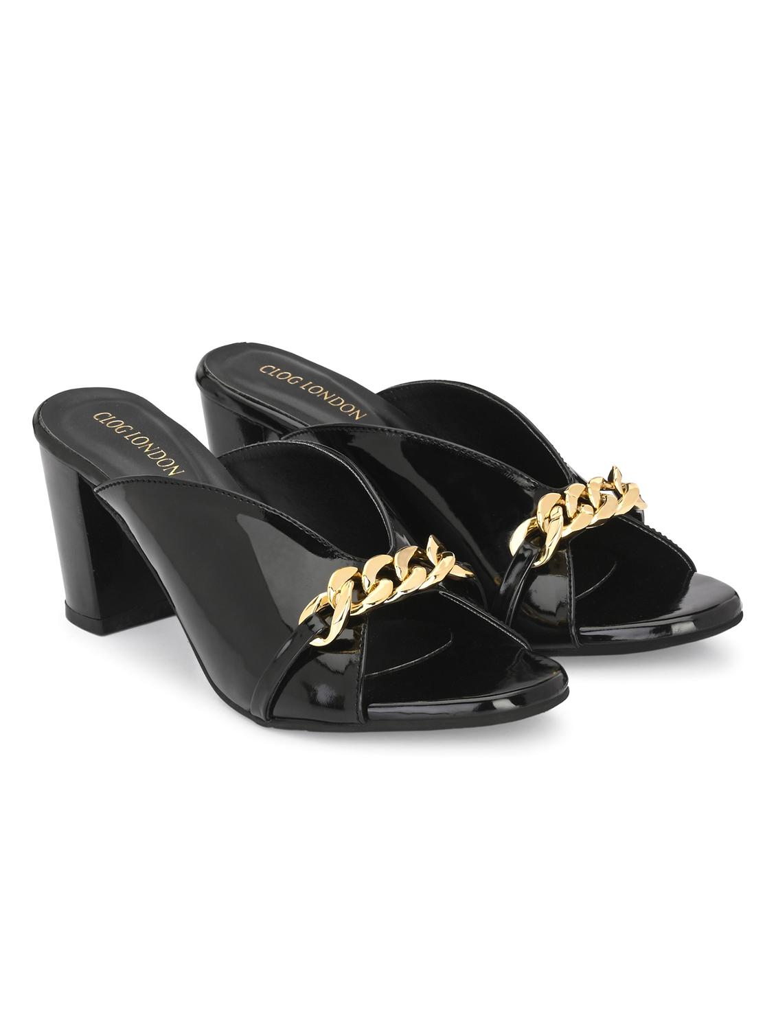 black synthetic slip on sandals - 20059782 - Standard Image - 1